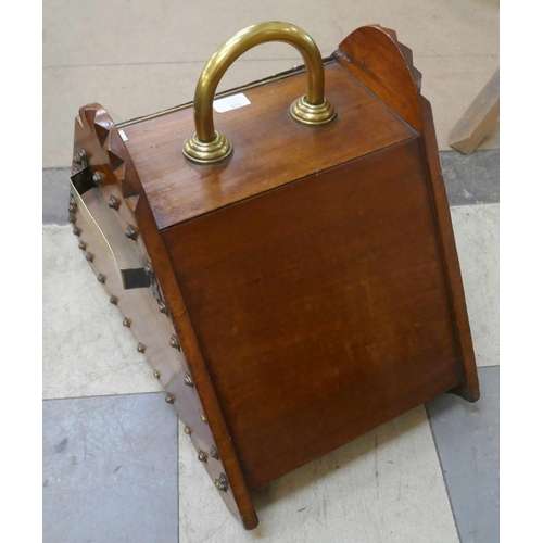 315 - A Victorian walnut and brass mounted coal scuttle