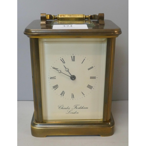 324 - A Charles Frodsham, London brass carriage clock