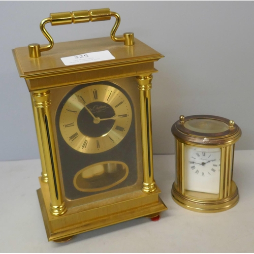 325 - A Du Chateau brass carriage clock and one other