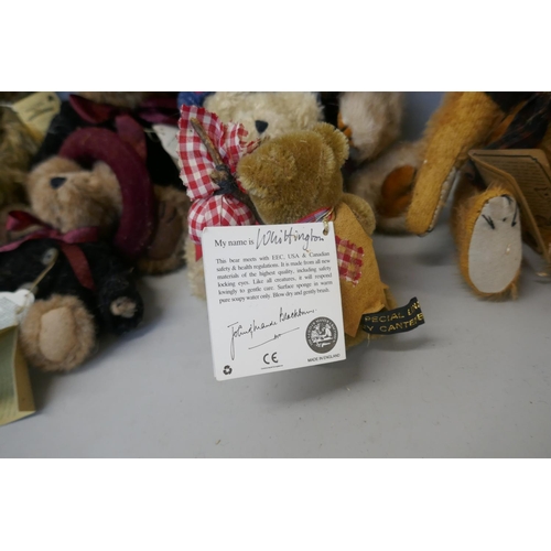 333 - Eleven Teddy bears including Canterbury, Boyds and Robin Rive