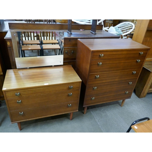 53 - An Avalon teak chest of drawers and a matching dressing chest