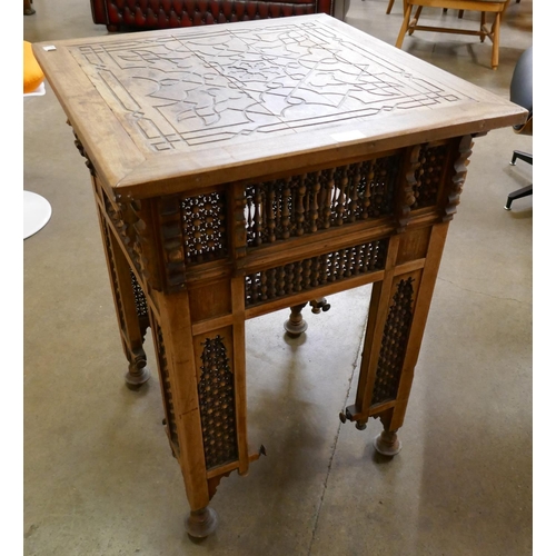 68 - Aa Arts and Crafts Moorish style carved beech occasional table