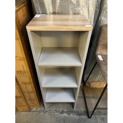 1529 - A Lardale grey painted and oak effect small bookcase