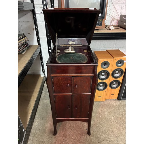 2181A - An Excelsior gramophone record player including a quantity of records and gramophone needles