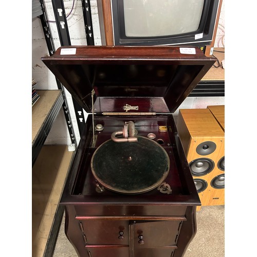 2181A - An Excelsior gramophone record player including a quantity of records and gramophone needles