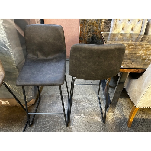 1549 - A pair of Hanna dark grey bar stools