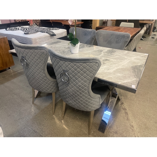 1574 - A Vanquish 165cm dining table and a set of four Luna grey velvet dining chairs  * this lot is subjec... 