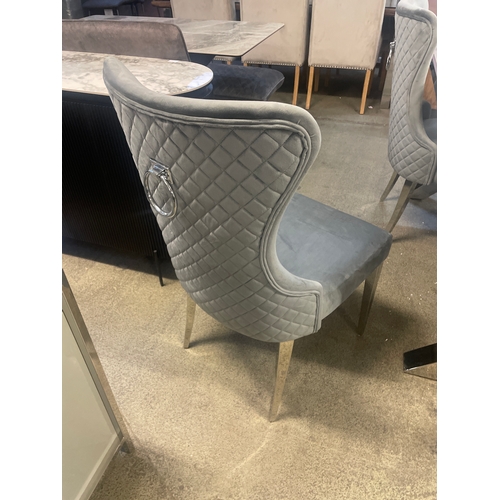 1574 - A Vanquish 165cm dining table and a set of four Luna grey velvet dining chairs  * this lot is subjec... 