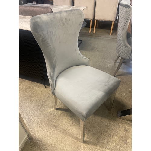 1574 - A Vanquish 165cm dining table and a set of four Luna grey velvet dining chairs  * this lot is subjec... 