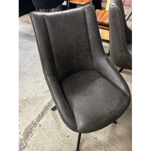 1566 - A Hoxton 1.75m dining table and four dark grey upholstered swivel dining chairs  * this lot is subje... 