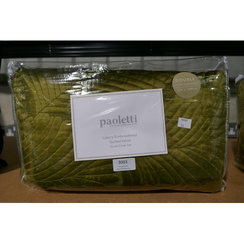 3003 - Kensington Blush Palmeria Green Double Duvet Cover and Pillowcase Set (312-94) * This lot is subject... 