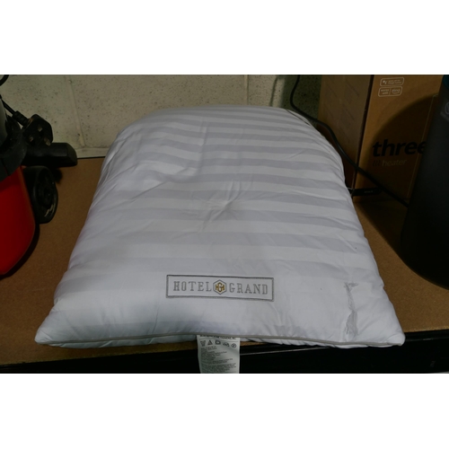 3018 - Two Hotel Grand Down Roll Jumbo Pillows (One Ripped) (312-80) * This lot is subject to VAT