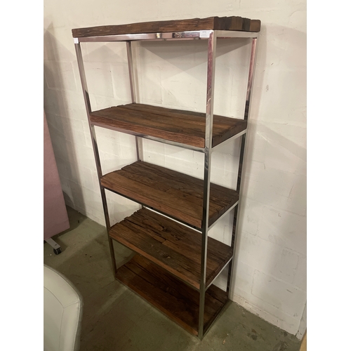 1572 - A railway sleeper five tier shelving unit, slight damage * this lot is subject to vat