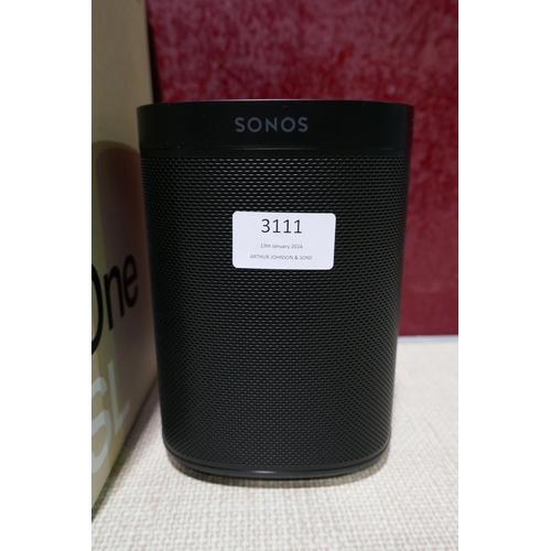 3111 - Sonos One Black/White SL Speaker, original RRP £136.99 + VAT (312-254) * This lot is subject to VAT