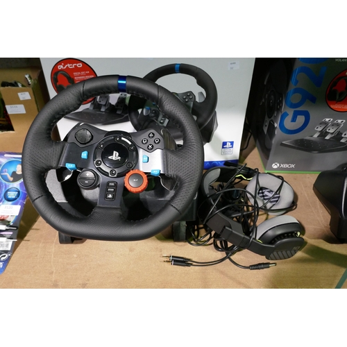 3121 - Logitech G29 Playstation Steering Wheel And Astro A10 Headset (for PS4, PS5, PC), original RRP £199.... 