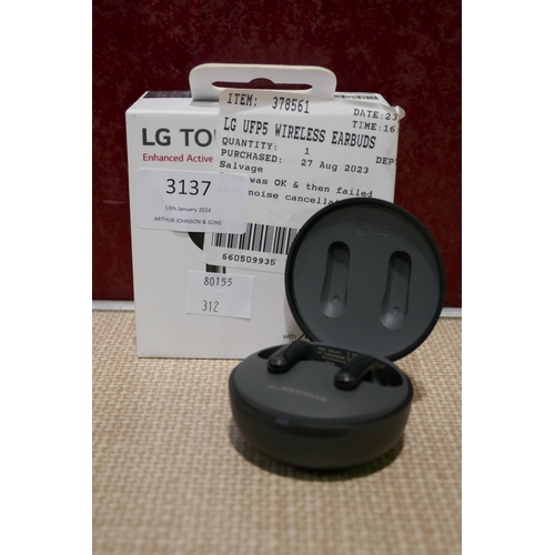 3137 - LG UFP5 Wireless Earbuds (model:- TONE-UFP5) (312-157) * This lot is subject to VAT