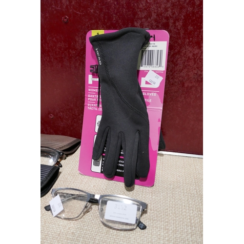 3152 - 4 pairs FGX Men's Classic Cole Reading Glasses (+2.00) And Head Womens Gloves (312-305,306,307) * Th... 