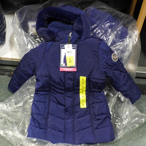 3283 - Five navy kid's hooded coats - size S * This lot is subject to VAT