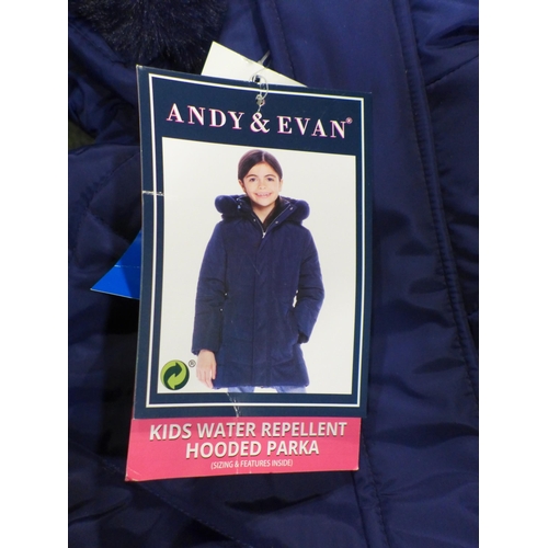 3285 - Five navy kid's hooded coats - size L * This lot is subject to VAT