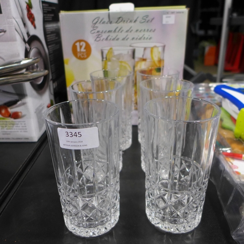 3345 - Glass Drink Set 12Pce     (311-446)    * This lot is subject to vat