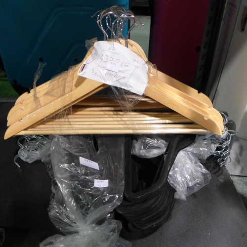 3377 - Qty Of Wood Anti-Slip Hangers, Flocked black Hangers (312-205,277) * This lot is subject to VAT