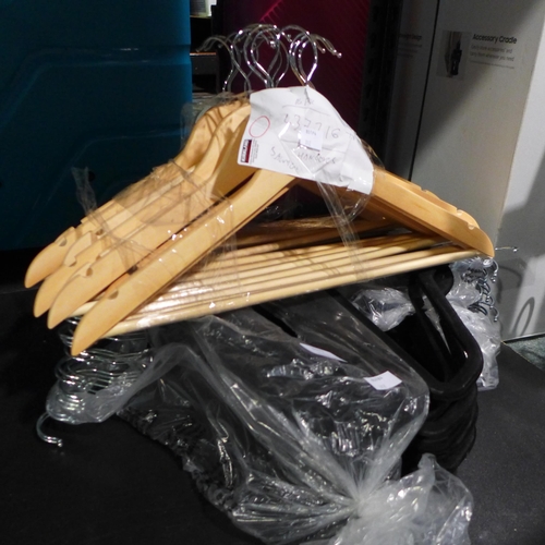 3377 - Qty Of Wood Anti-Slip Hangers, Flocked black Hangers (312-205,277) * This lot is subject to VAT