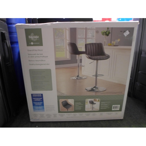 3425 - Bayside Grey Gas-Lift Bar Stool (312-257) * This lot is subject to VAT