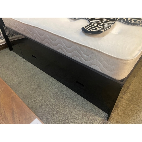 1559 - A black high gloss double bed frame with storage drawers *this lot is subject to VAT