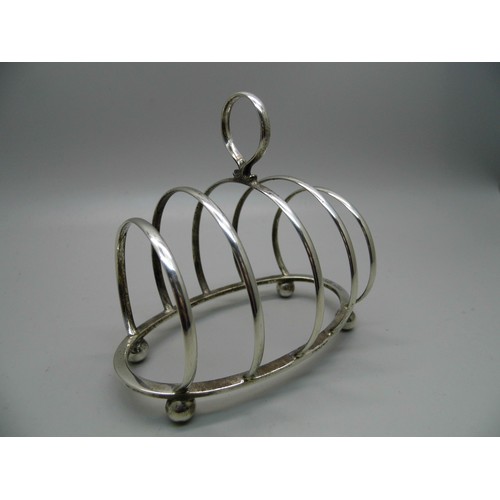 820 - A silver toast rack, Birmingham 1929, G Unite & Sons & Lyde Ltd., 53g