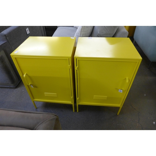 1412 - A pair of yellow industrial style lockers