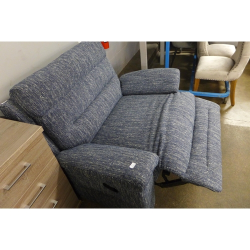 1424 - A blue hopsack reclining love seat