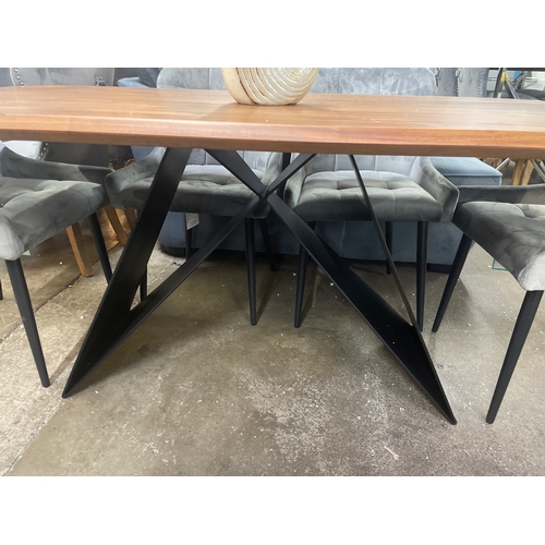 1430 - A Lucio dining table, bench and four grey velvet dining chairs * this lot is subject to VAT