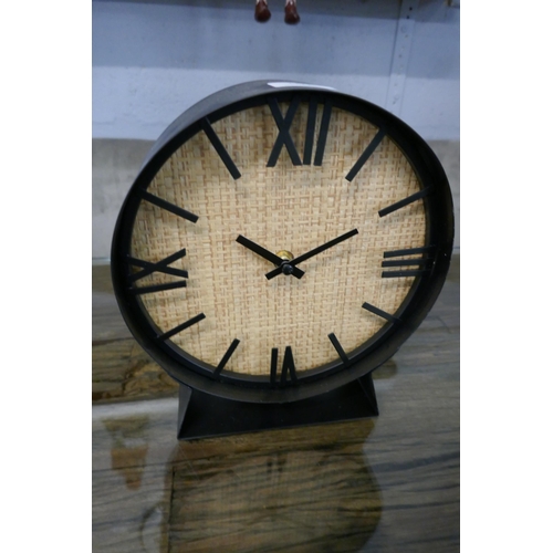 1321 - A rustic metal and cane mantel clock (70429814)   #