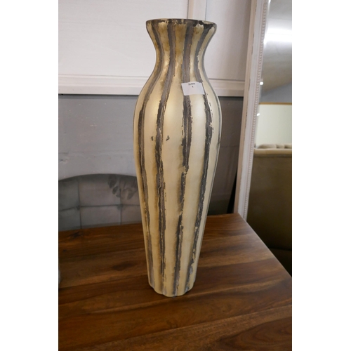 1354 - A hand crafted burnished and grey striped vase, H55cms (2239118)   #