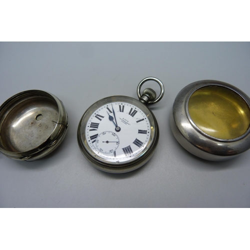 1021 - An .800 silver fob watch lacking hour hand, a Kay's pocket watch, etc.