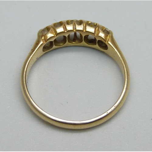 1025 - An 18ct gold, old cut diamond ring, approximately 0.50ct diamond weight, Birmingham 1895, 2.7g, L