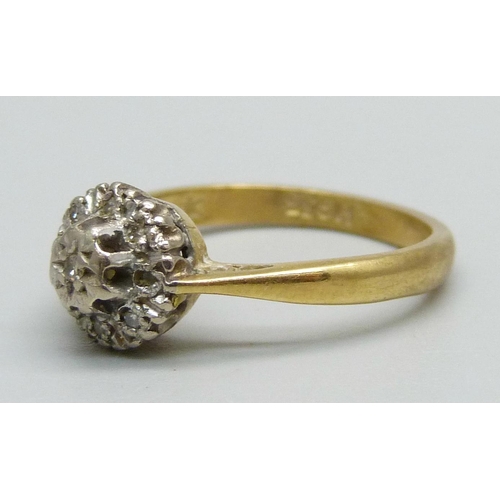 1039 - An 18ct gold and diamond ring, 3.2g, K