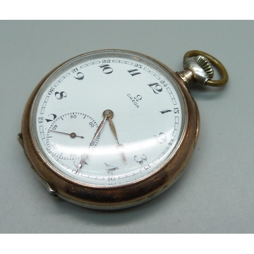 1044 - An .800 silver cased Omega top-wind pocket watch