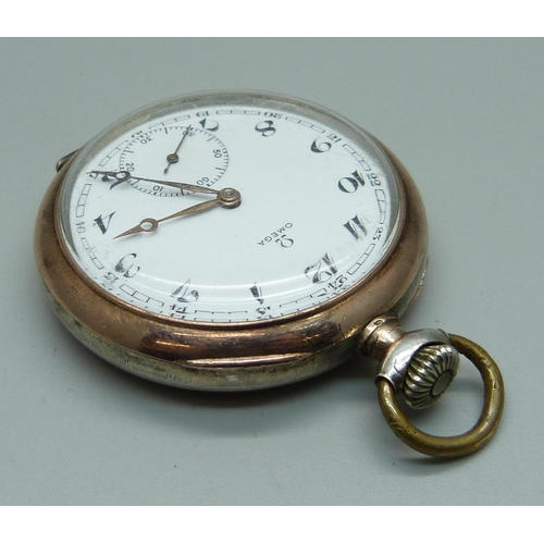 1044 - An .800 silver cased Omega top-wind pocket watch