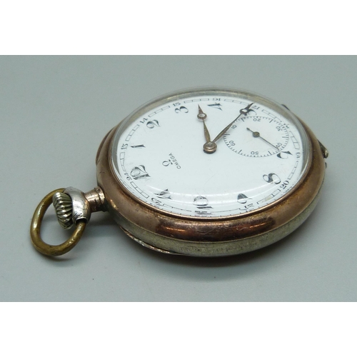 1044 - An .800 silver cased Omega top-wind pocket watch