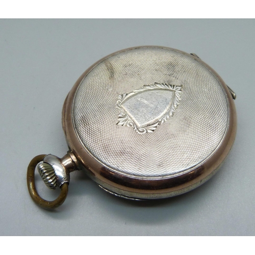 1044 - An .800 silver cased Omega top-wind pocket watch