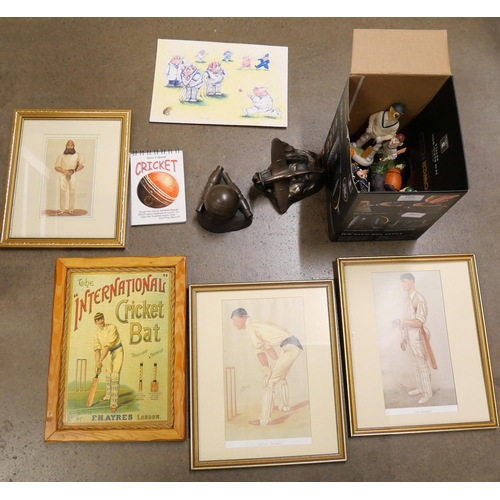 1056 - A collection of cricket related items including Robert Harrop figures, Regency Fine Arts, a model of... 