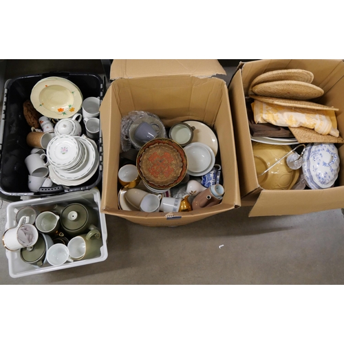 1101 - Three boxes of mixed china including Denby and Copeland Spode **PLEASE NOTE THIS LOT IS NOT ELIGIBLE... 