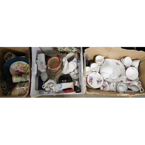 1111 - Three boxes of assorted china, etc., including a Titanic reproduction cup **PLEASE NOTE THIS LOT IS ... 