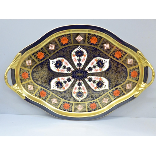 603 - A Royal Crown Derby 1128 Old Imari Hartington two handled tray, second quality, 51cm