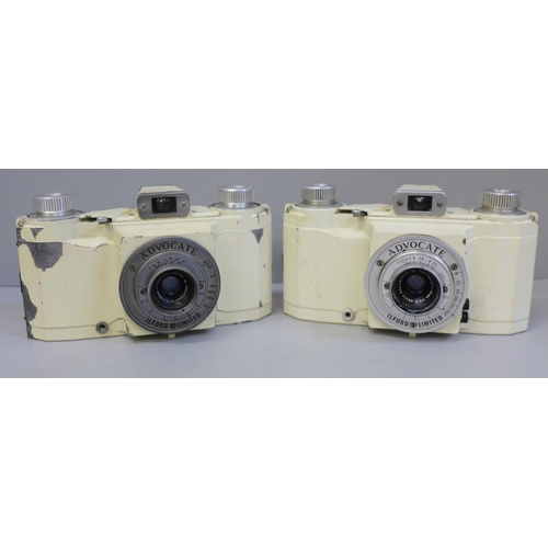 613 - Two cream Ilford Advocate cameras