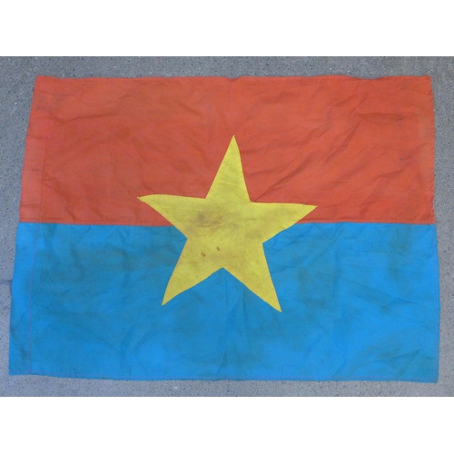 631 - A North Vietnam flag, 59cm x 77cm