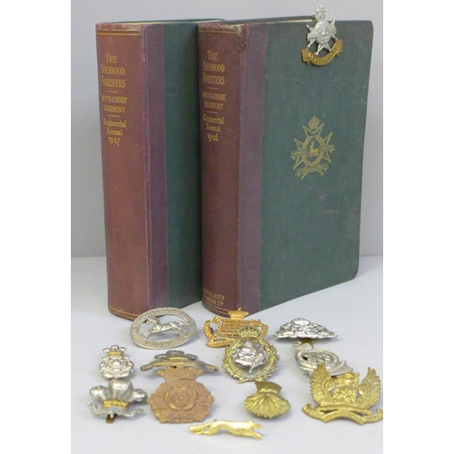 637 - Two volumes, The Sherwood Foresters Regimental Annual, 1926 and 1927, and a collection of twelve Yeo... 