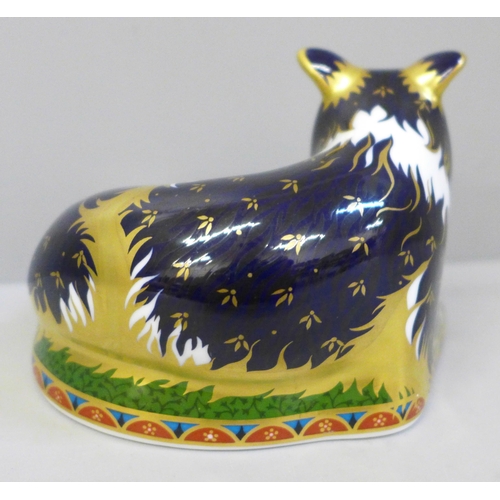 659 - A Royal Crown Derby Border Collie paperweight, limited edition 459/2500, signed by Jane James with g... 
