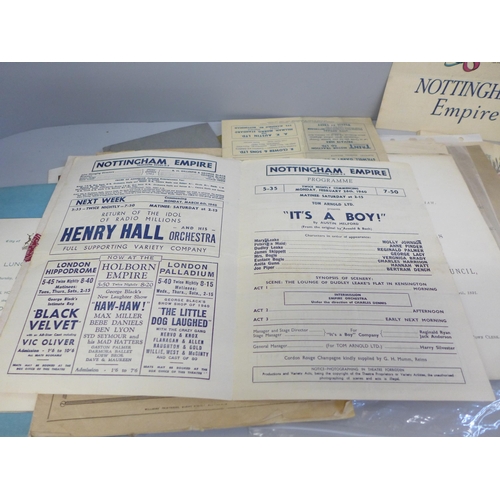 687 - Fifteen items of Nottingham ephemera from the 1800s/1900s including a Hippodrome programme 1921, Gra... 